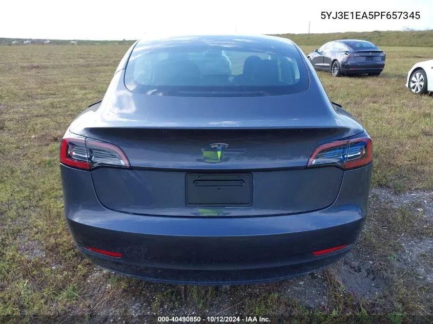 2023 Tesla Model 3 VIN: 5YJ3E1EA5PF657345 Lot: 40490850