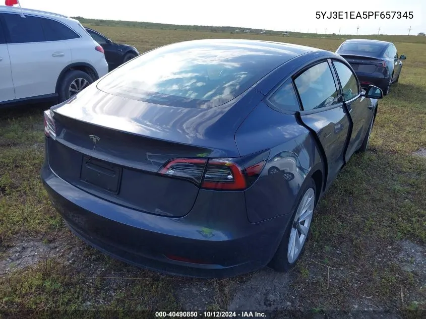 2023 Tesla Model 3 VIN: 5YJ3E1EA5PF657345 Lot: 40490850