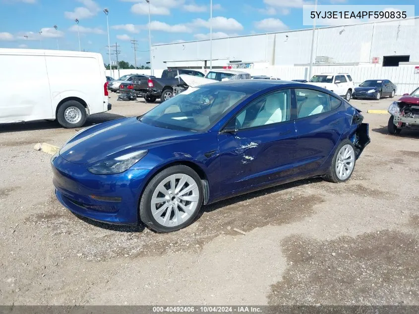 2023 Tesla Model 3 Rear-Wheel Drive VIN: 5YJ3E1EA4PF590835 Lot: 40492406