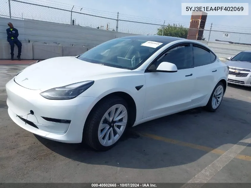 2023 Tesla Model 3 Rear-Wheel Drive VIN: 5YJ3E1EA4PF402069 Lot: 40502665