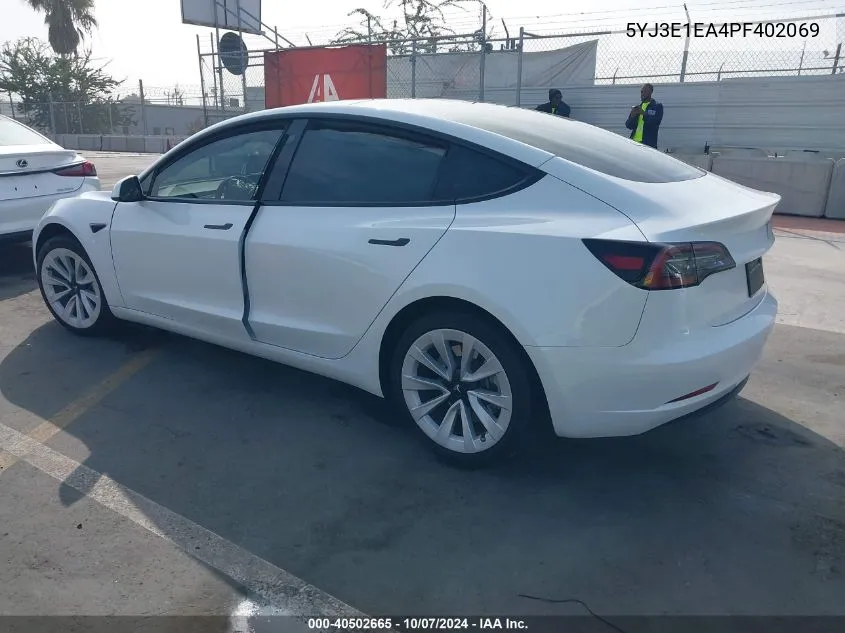 2023 Tesla Model 3 Rear-Wheel Drive VIN: 5YJ3E1EA4PF402069 Lot: 40502665