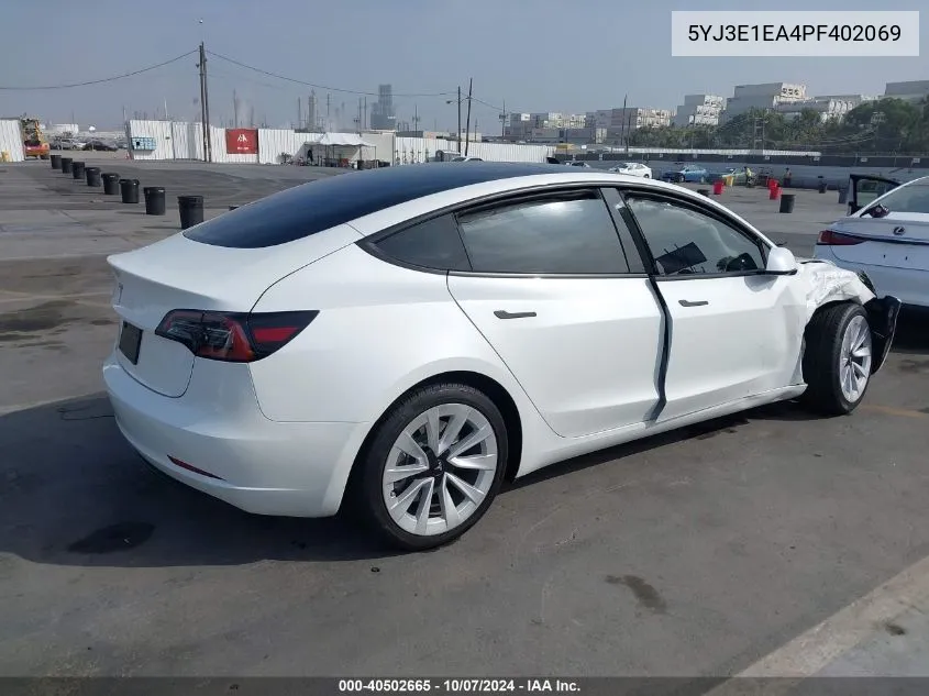 2023 Tesla Model 3 Rear-Wheel Drive VIN: 5YJ3E1EA4PF402069 Lot: 40502665