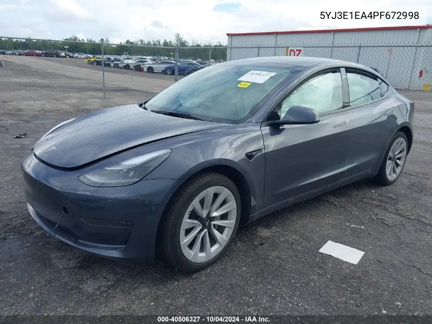 5YJ3E1EA4PF672998 2023 Tesla Model 3 Rear-Wheel Drive