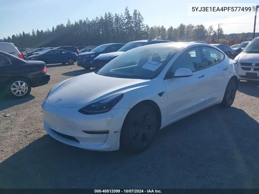 2023 Tesla Model 3 Rear-Wheel Drive VIN: 5YJ3E1EA4PF577499 Lot: 40512099