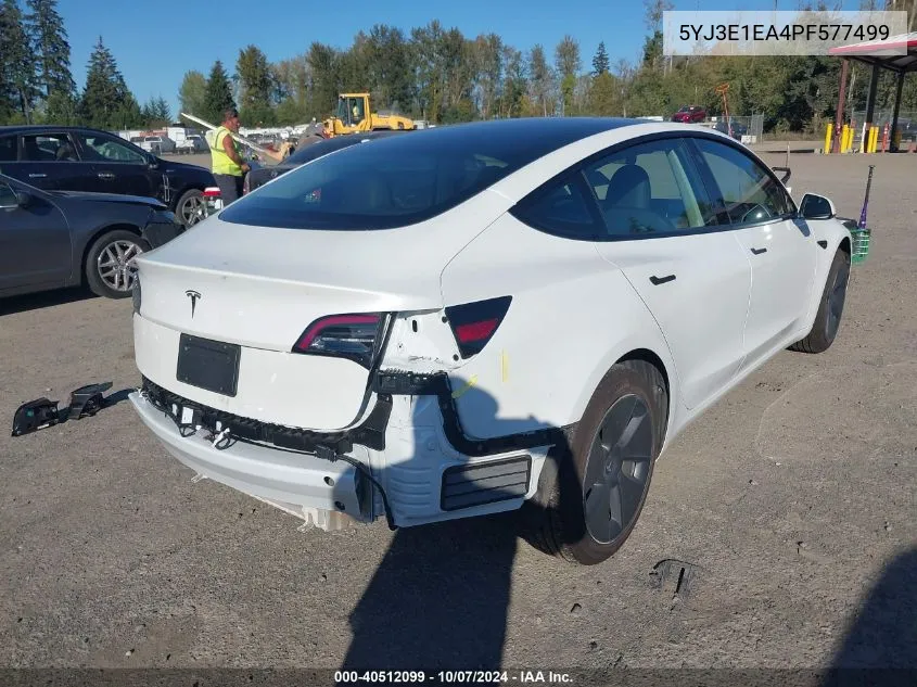 2023 Tesla Model 3 Rear-Wheel Drive VIN: 5YJ3E1EA4PF577499 Lot: 40512099