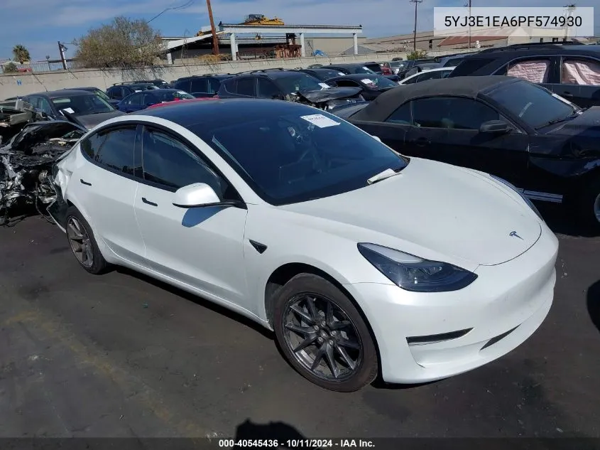 2023 Tesla Model 3 Rear-Wheel Drive VIN: 5YJ3E1EA6PF574930 Lot: 40545436