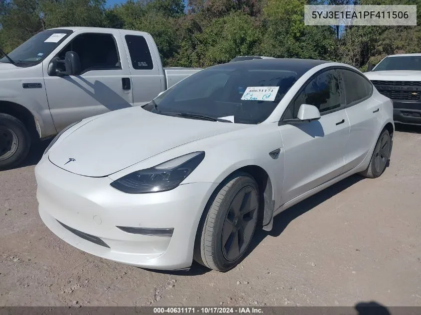 2023 Tesla Model 3 Rear-Wheel Drive VIN: 5YJ3E1EA1PF411506 Lot: 40631171