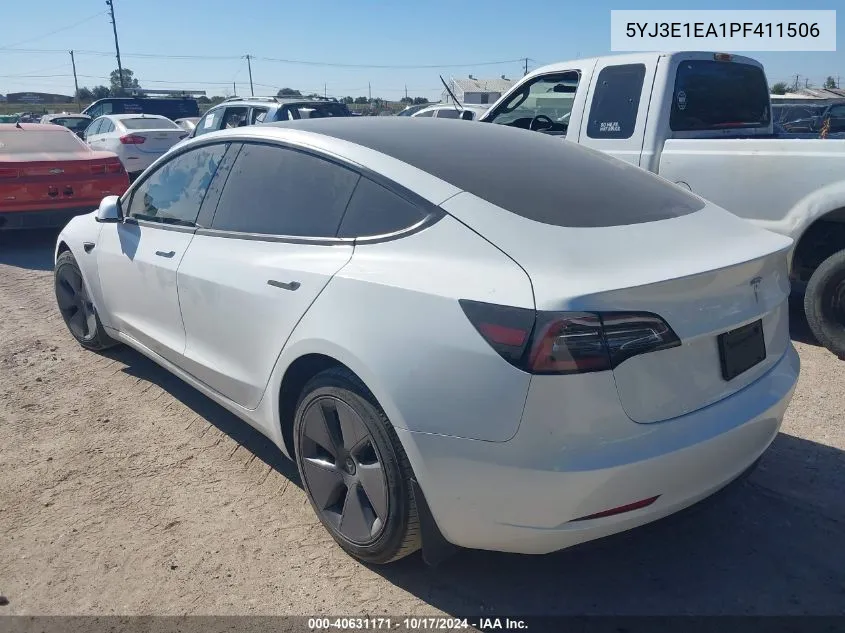 2023 Tesla Model 3 Rear-Wheel Drive VIN: 5YJ3E1EA1PF411506 Lot: 40631171