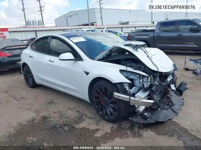 2023 Tesla Model 3 Performance Dual Motor All-Wheel Drive VIN: 5YJ3E1EC6PF693076 Lot: 40690630