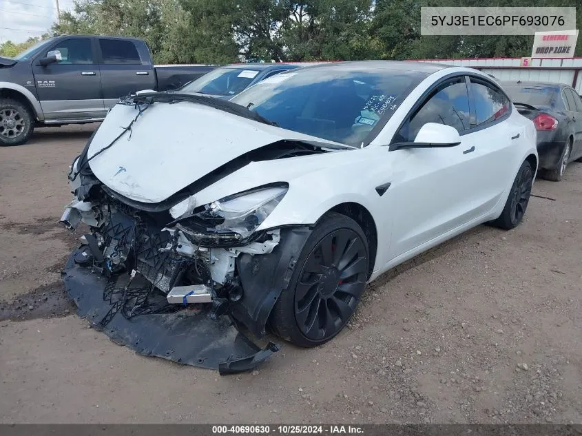 2023 Tesla Model 3 Performance Dual Motor All-Wheel Drive VIN: 5YJ3E1EC6PF693076 Lot: 40690630