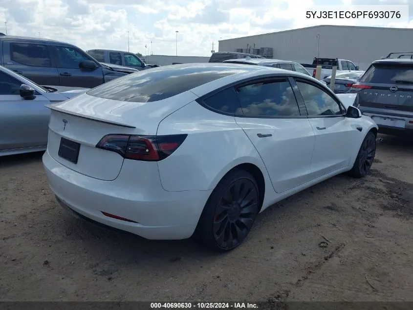 2023 Tesla Model 3 Performance Dual Motor All-Wheel Drive VIN: 5YJ3E1EC6PF693076 Lot: 40690630