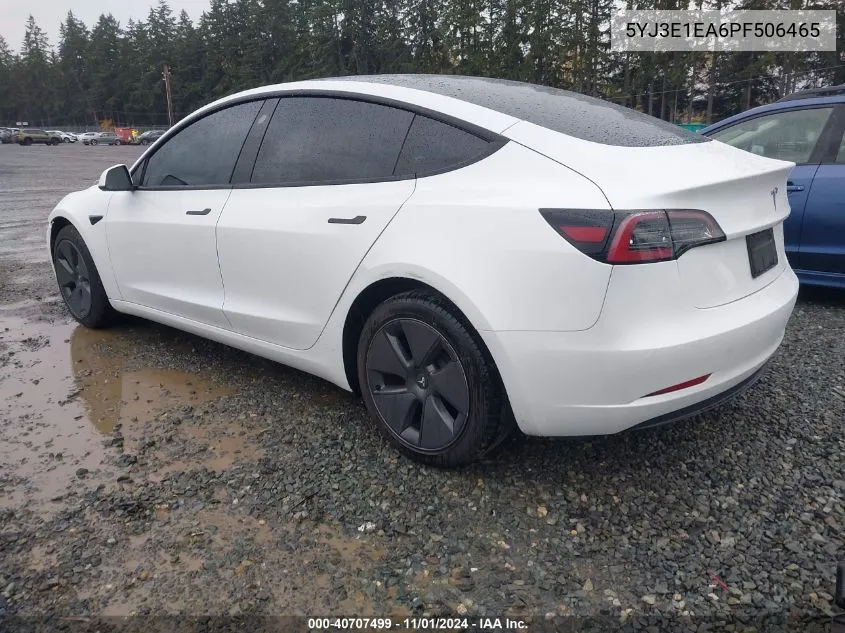 2023 Tesla Model 3 Rear-Wheel Drive VIN: 5YJ3E1EA6PF506465 Lot: 40707499