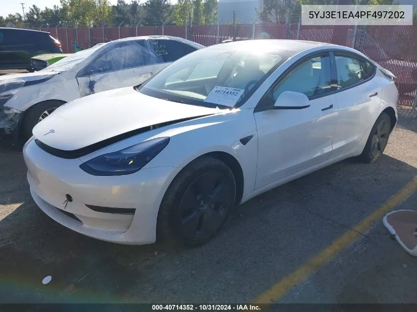 2023 Tesla Model 3 Rear-Wheel Drive VIN: 5YJ3E1EA4PF497202 Lot: 40714352