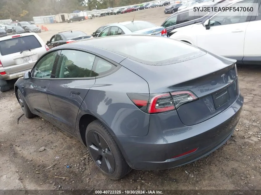 2023 Tesla Model 3 Rear-Wheel Drive VIN: 5YJ3E1EA9PF547060 Lot: 40722325