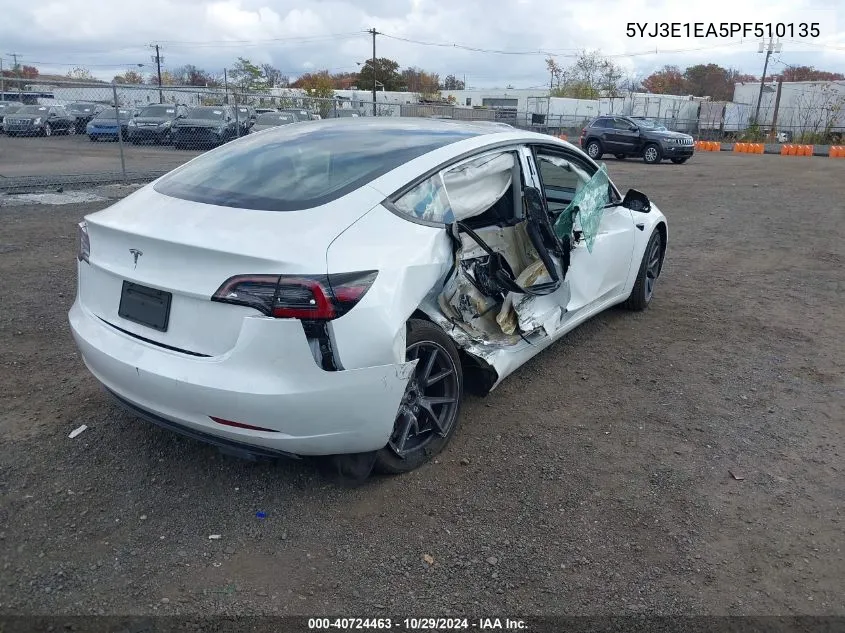 2023 Tesla Model 3 Rear-Wheel Drive VIN: 5YJ3E1EA5PF510135 Lot: 40724463