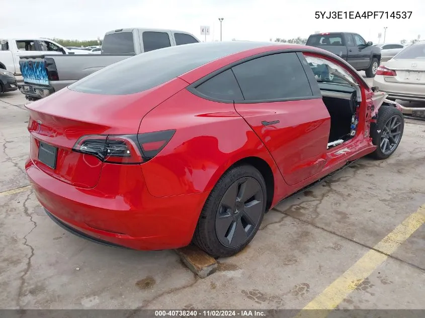 2023 Tesla Model 3 Rear-Wheel Drive VIN: 5YJ3E1EA4PF714537 Lot: 40738240