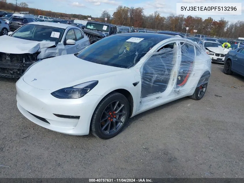 2023 Tesla Model 3 Rear-Wheel Drive VIN: 5YJ3E1EA0PF513296 Lot: 40757631