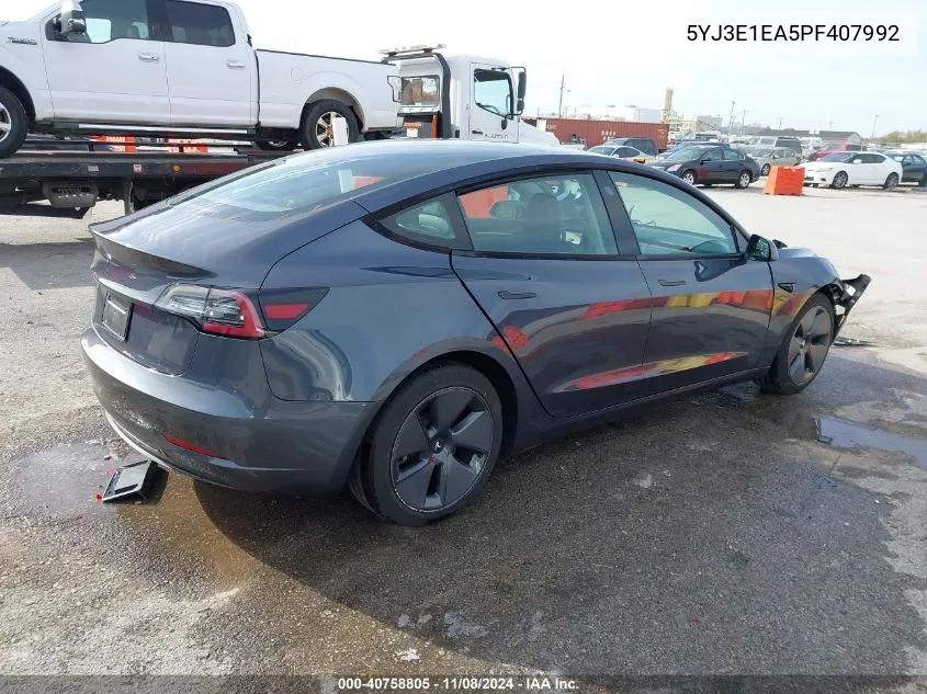 2023 Tesla Model 3 Rear-Wheel Drive VIN: 5YJ3E1EA5PF407992 Lot: 40758805