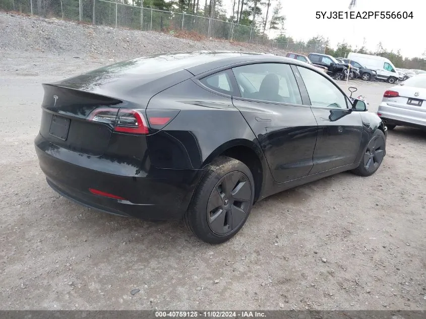 2023 Tesla Model 3 Rear-Wheel Drive VIN: 5YJ3E1EA2PF556604 Lot: 40759125