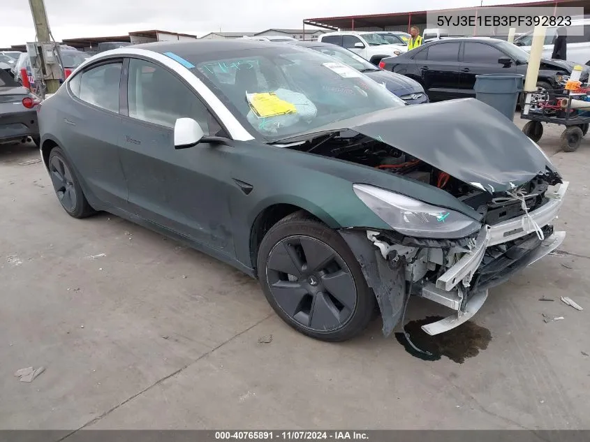 2023 Tesla Model 3 Long Range Dual Motor All-Wheel Drive VIN: 5YJ3E1EB3PF392823 Lot: 40765891