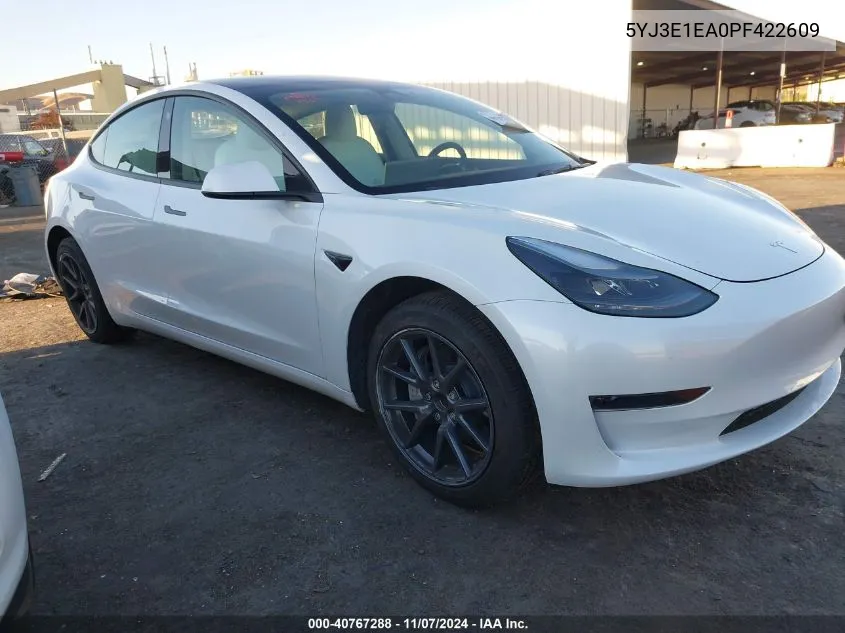 2023 Tesla Model 3 Rear-Wheel Drive VIN: 5YJ3E1EA0PF422609 Lot: 40767288