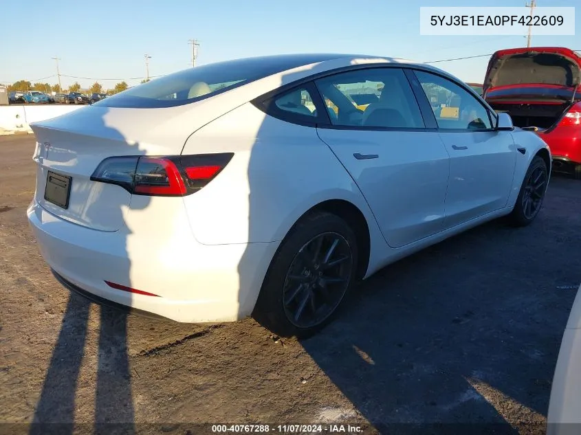 2023 Tesla Model 3 Rear-Wheel Drive VIN: 5YJ3E1EA0PF422609 Lot: 40767288