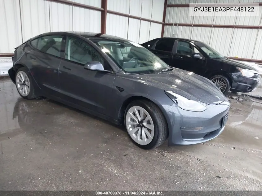 2023 Tesla Model 3 Rear-Wheel Drive VIN: 5YJ3E1EA3PF448122 Lot: 40769378