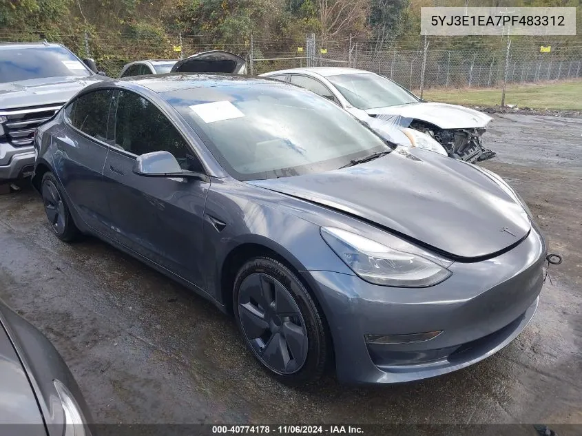 2023 Tesla Model 3 Rear-Wheel Drive VIN: 5YJ3E1EA7PF483312 Lot: 40774178