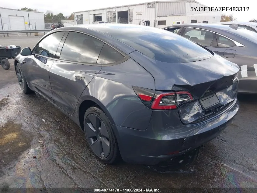 2023 Tesla Model 3 Rear-Wheel Drive VIN: 5YJ3E1EA7PF483312 Lot: 40774178