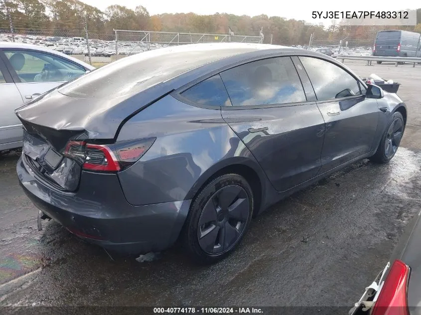 2023 Tesla Model 3 Rear-Wheel Drive VIN: 5YJ3E1EA7PF483312 Lot: 40774178