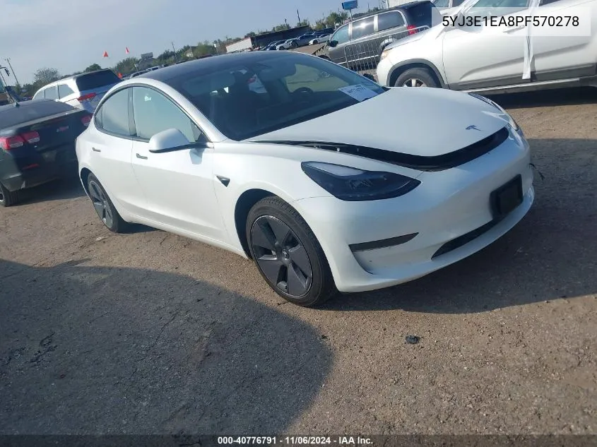 2023 Tesla Model 3 Rear-Wheel Drive VIN: 5YJ3E1EA8PF570278 Lot: 40776791