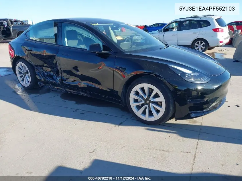 2023 Tesla Model 3 Rear-Wheel Drive VIN: 5YJ3E1EA4PF552103 Lot: 40782218