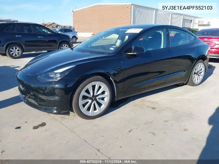 2023 Tesla Model 3 Rear-Wheel Drive VIN: 5YJ3E1EA4PF552103 Lot: 40782218