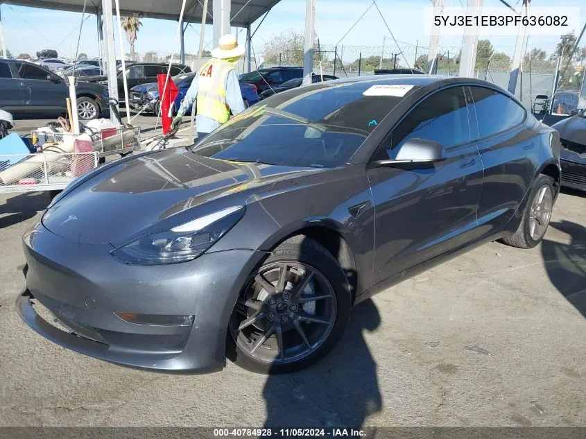 2023 Tesla Model 3 Long Range Dual Motor All-Wheel Drive VIN: 5YJ3E1EB3PF636082 Lot: 40784928