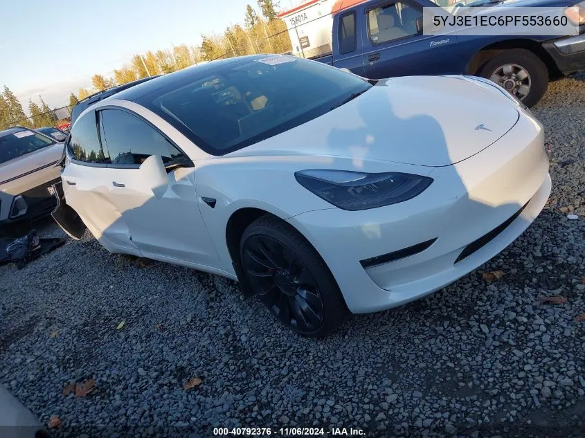 2023 Tesla Model 3 Performance Dual Motor All-Wheel Drive VIN: 5YJ3E1EC6PF553660 Lot: 40792376