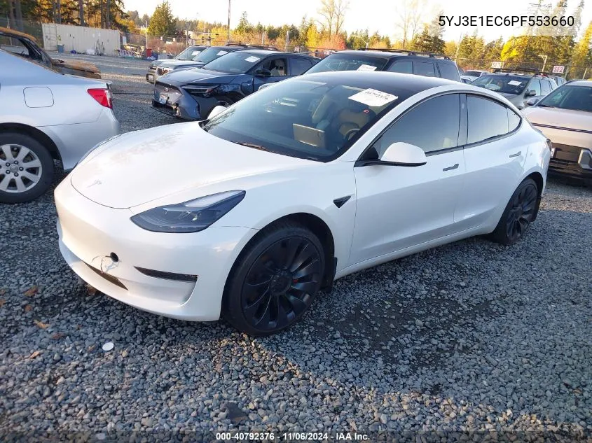 2023 Tesla Model 3 Performance Dual Motor All-Wheel Drive VIN: 5YJ3E1EC6PF553660 Lot: 40792376