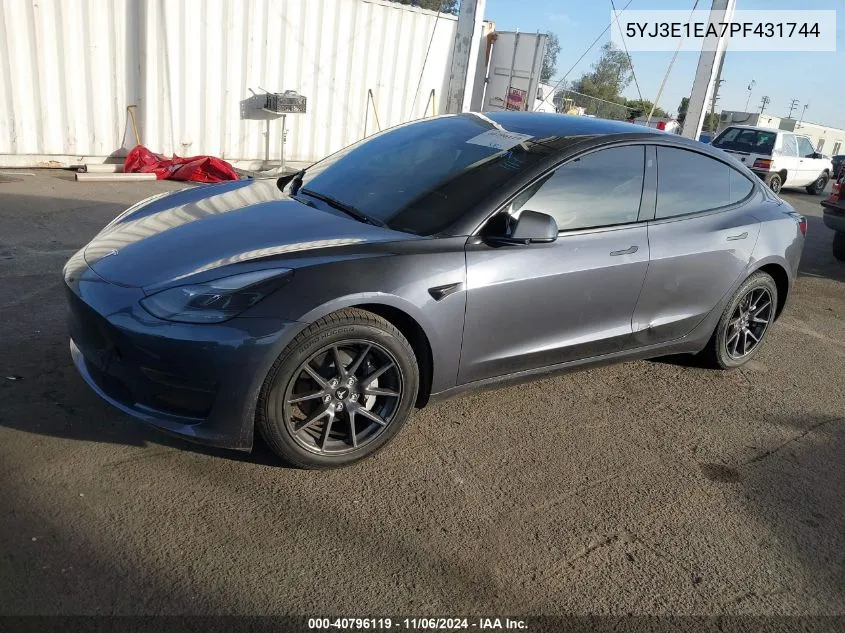 2023 Tesla Model 3 Rear-Wheel Drive VIN: 5YJ3E1EA7PF431744 Lot: 40796119