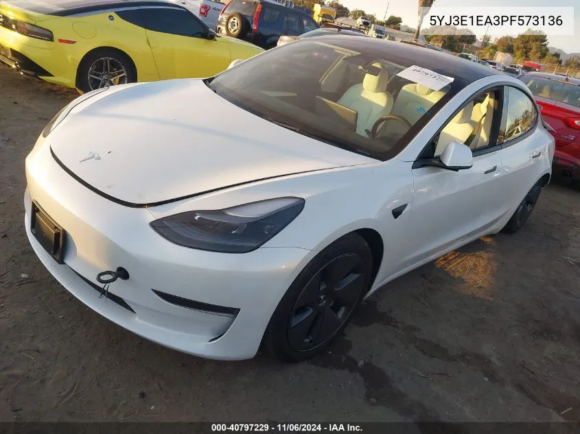 2023 Tesla Model 3 Rear-Wheel Drive VIN: 5YJ3E1EA3PF573136 Lot: 40797229