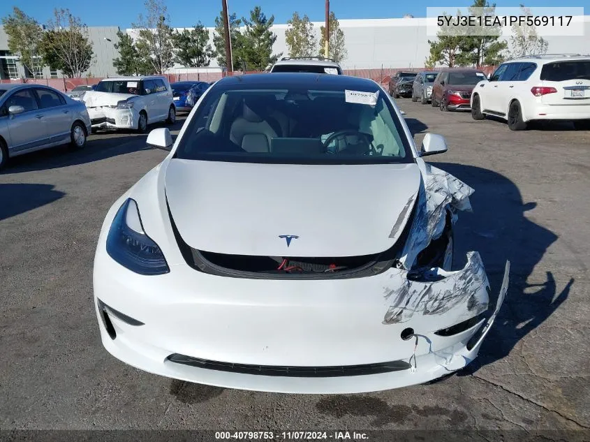 2023 Tesla Model 3 Rear-Wheel Drive VIN: 5YJ3E1EA1PF569117 Lot: 40798753