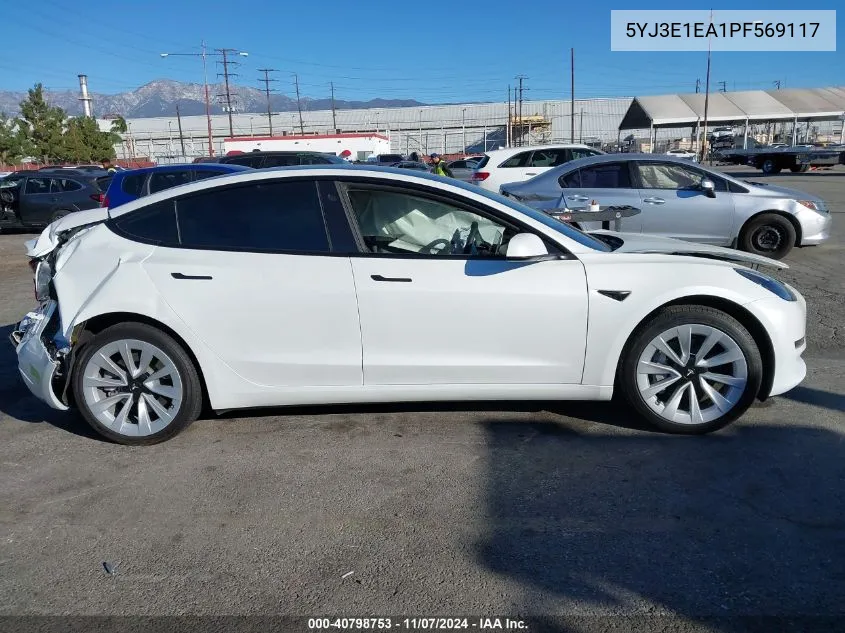 2023 Tesla Model 3 Rear-Wheel Drive VIN: 5YJ3E1EA1PF569117 Lot: 40798753