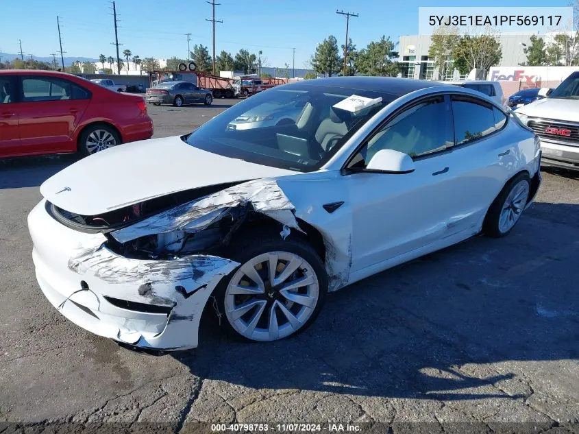 2023 Tesla Model 3 Rear-Wheel Drive VIN: 5YJ3E1EA1PF569117 Lot: 40798753