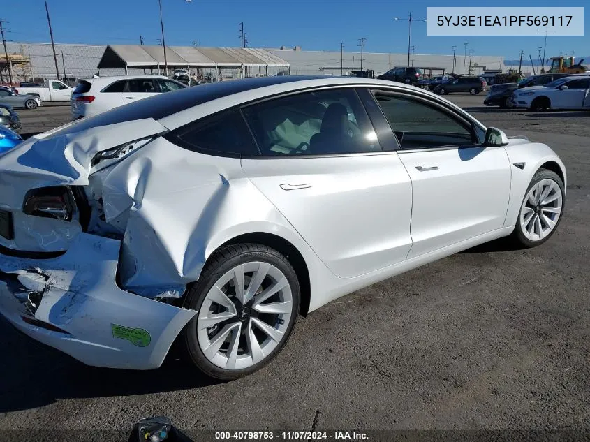 2023 Tesla Model 3 Rear-Wheel Drive VIN: 5YJ3E1EA1PF569117 Lot: 40798753