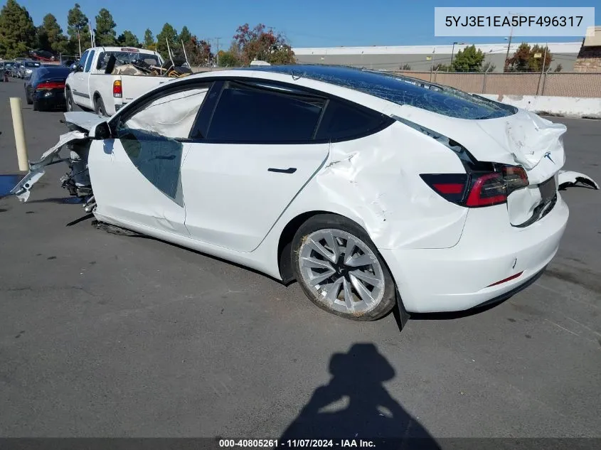 2023 Tesla Model 3 Rear-Wheel Drive VIN: 5YJ3E1EA5PF496317 Lot: 40805261