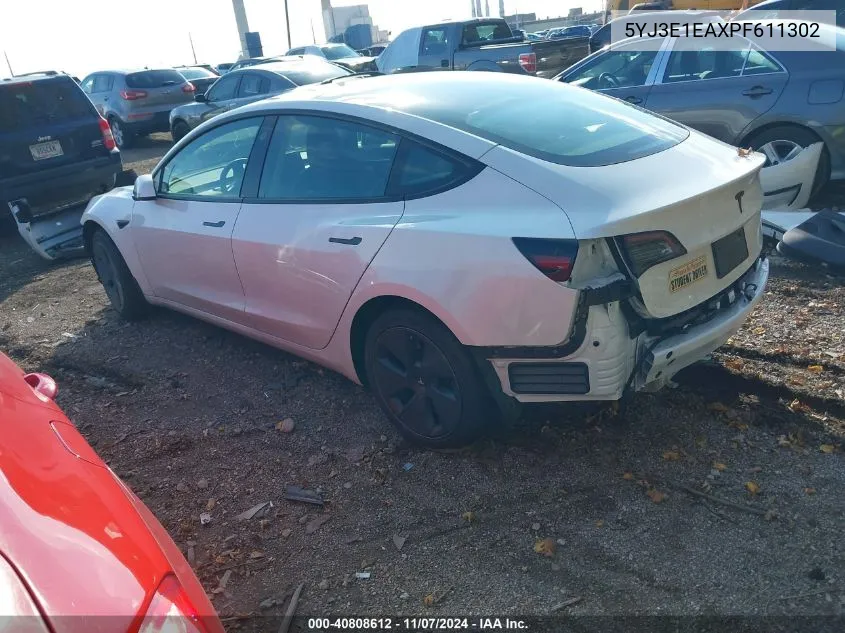 2023 Tesla Model 3 Rear-Wheel Drive VIN: 5YJ3E1EAXPF611302 Lot: 40808612