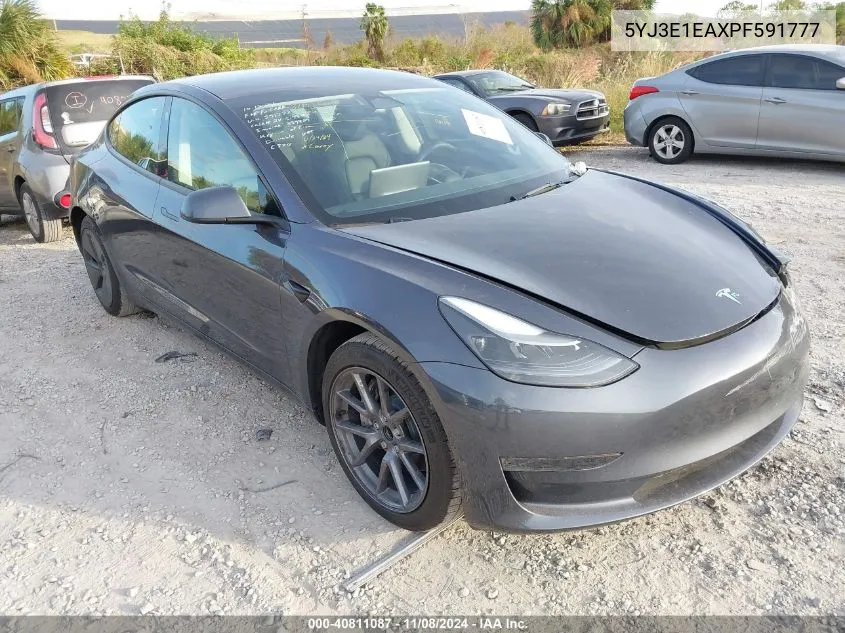 2023 Tesla Model 3 Rear-Wheel Drive VIN: 5YJ3E1EAXPF591777 Lot: 40811087