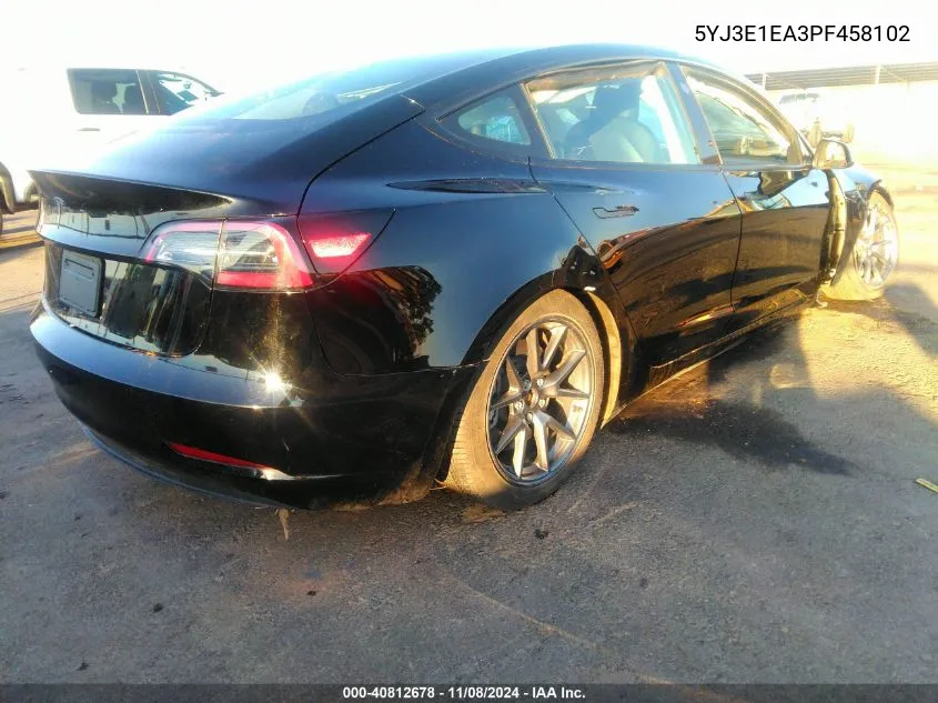 2023 Tesla Model 3 Rear-Wheel Drive VIN: 5YJ3E1EA3PF458102 Lot: 40812678