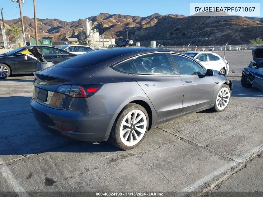 2023 Tesla Model 3 Rear-Wheel Drive VIN: 5YJ3E1EA7PF671067 Lot: 40824190