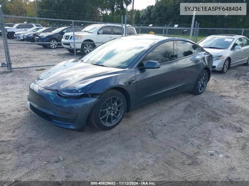 2023 Tesla Model 3 Rear-Wheel Drive VIN: 5YJ3E1EA5PF648404 Lot: 40829682