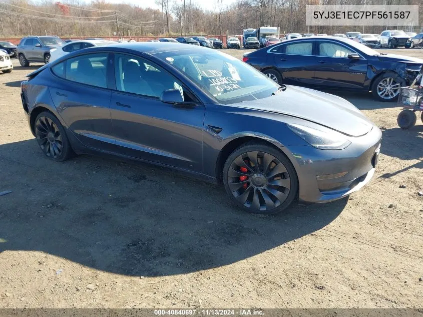 2023 Tesla Model 3 Performance Dual Motor All-Wheel Drive VIN: 5YJ3E1EC7PF561587 Lot: 40840697