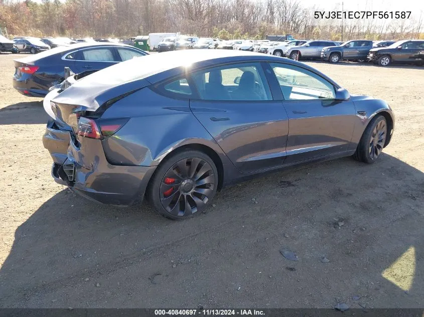 2023 Tesla Model 3 Performance Dual Motor All-Wheel Drive VIN: 5YJ3E1EC7PF561587 Lot: 40840697